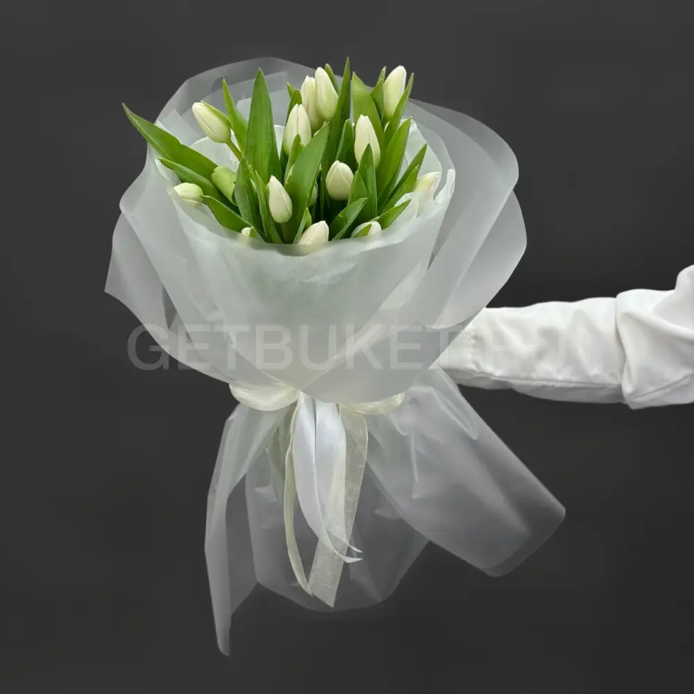225231 Нежный букет белых тюльпанов 